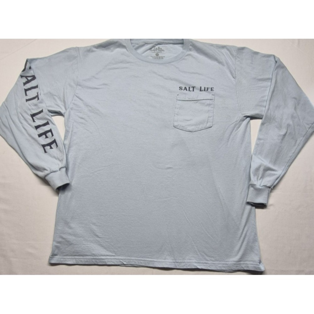 Salt Life Men's Marlin State of Mind light Blue Pocket Long Sleeve T-Shirt - Lg - Picture 2 of 12
